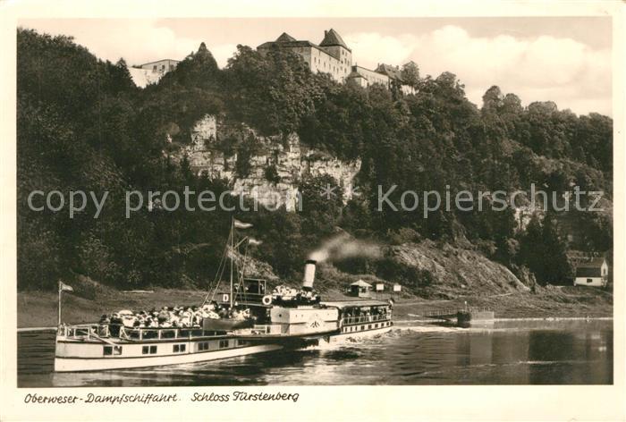 Dampfer Seitenrad Oberweser-Dampfschifffahrt Schloss Fuerstenberg