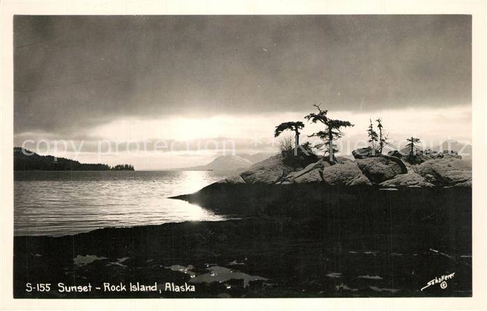 Rock Island Alaska Sunset Landschaftspanorama Sonnenuntergang
