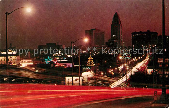 Los Angeles California Civic Center and Chinatown at night