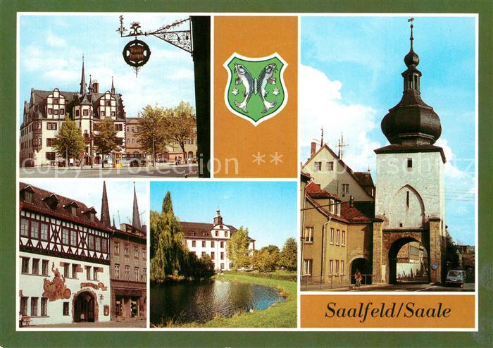 Saalfeld Saale Rathaus Blankenburger Tor HO Gaststaette Das Loch Schloss am Kult