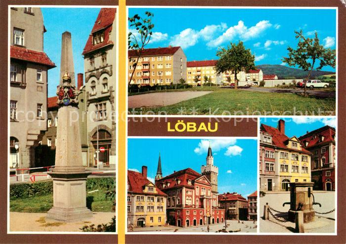 Loebau Sachsen Postmeilensaeule Loebauer Berg Rathaus Platz der Befreiung