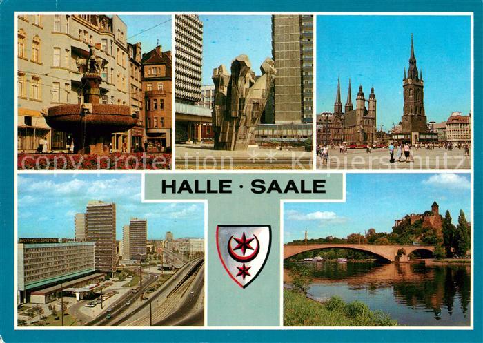 Halle Saale Eselsbrunnen Thaelmannplatz Markt Kirche Roter Turm Burg Giebichenst