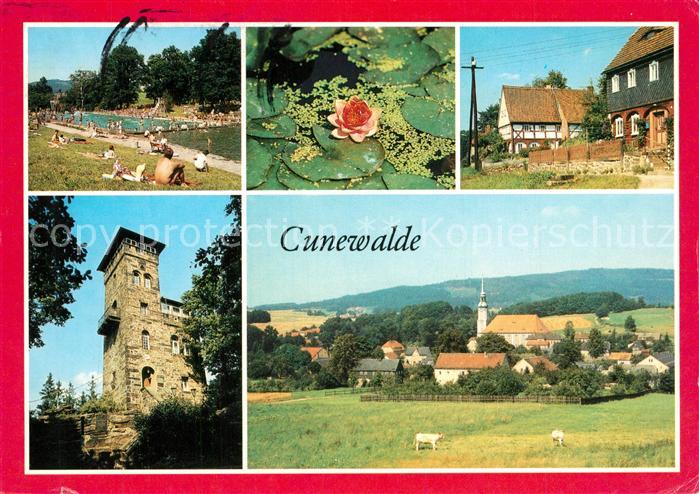 Cunewalde Freibad Seerosenteich Umgebindehaeuser Aussichtsturm Czorneboh Panoram