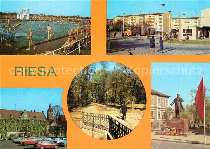 Riesa Sachsen Rathaus Stadtpark Lenindenkmal Weida Schwimmbad Bushaltestelle
