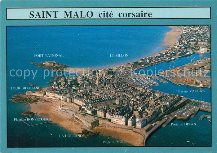 Saint-Malo 35 Vue de la ville intra-muros et de la baie Stadtmauer Bucht Flieger