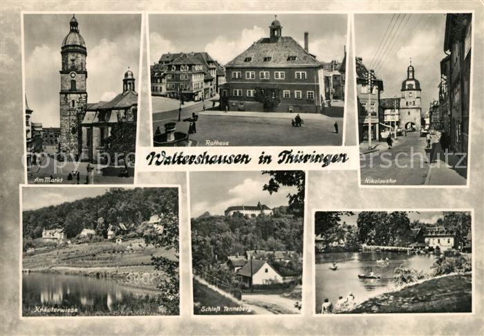 Waltershausen Gotha Markt Rathaus Nikolaustor Kraeuterwiese Schloss Tenneberg Ba
