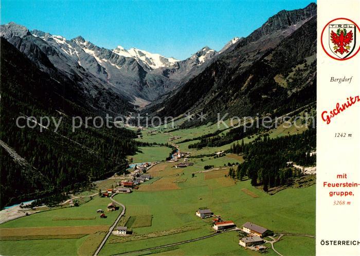 Gschnitz Tirol Bergdorf mit Feuersteingruppe Fliegeraufnahme