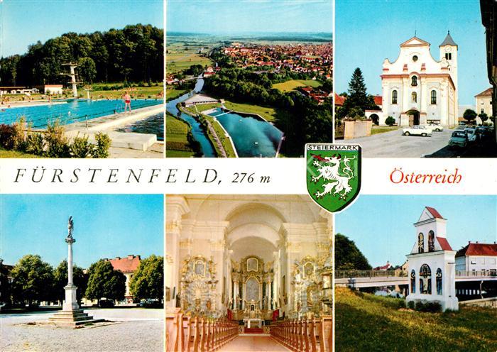 Fuerstenfeld Sommerfrische Freibad Barocke Pfarrkirche Mariensaeule Standbild am