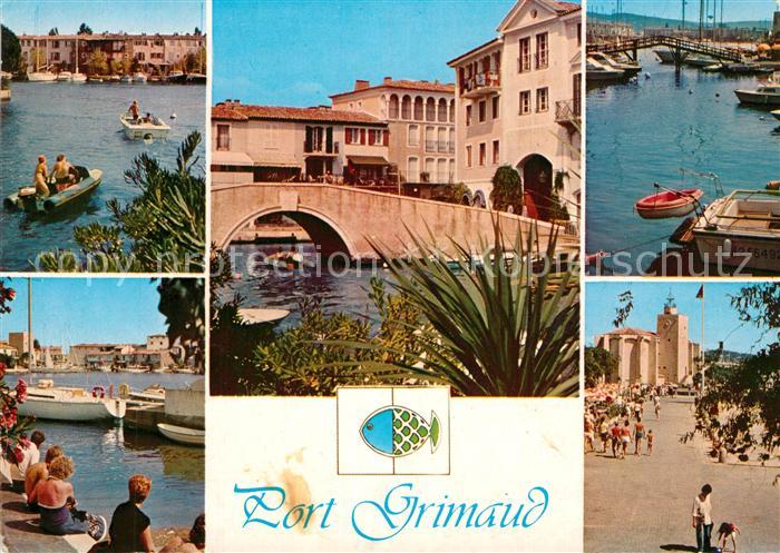 Port Grimaud Teilansichten Partie am Hafen Bruecke