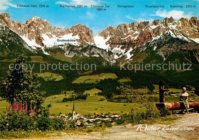 Ellmau Tirol Panorama mit Wilder Kaiser Kaisergebirge