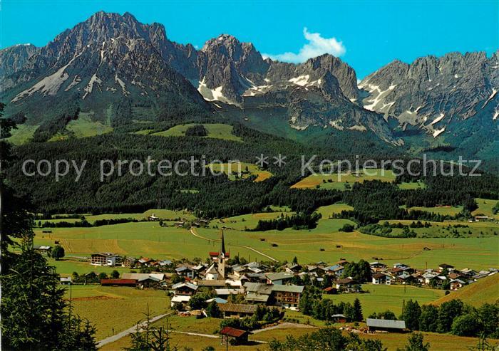 Ellmau Tirol Panorama Sommerfrischort mit Wildem Kaiser Kaisergebirge
