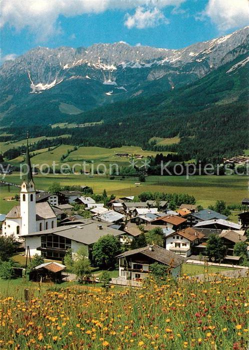 Ellmau Tirol Ortsansicht mit Kirche Wilder Kaiser Kaisergebirge