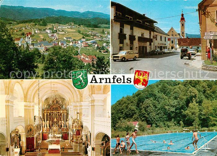 Arnfels Panorama Hauptstrasse Kirche Innenansicht Freibad