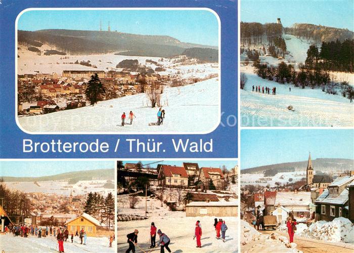 Brotterode Winterpanorama Blick zum Grossen Inselsberg Skisprungschanze Skiuebun