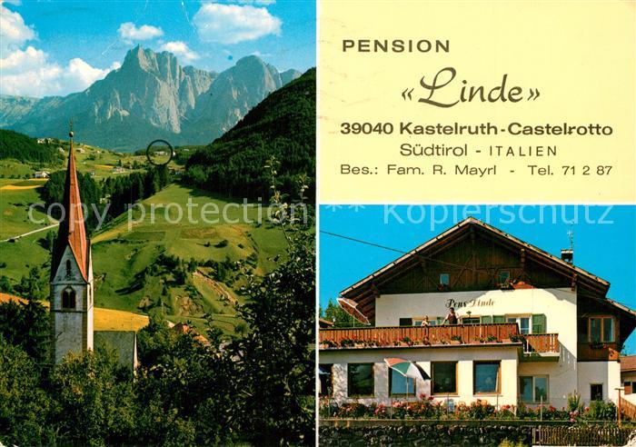 Kastelruth Suedtirol Pension Linde Kirche Landschaftspanorama Dolomiten
