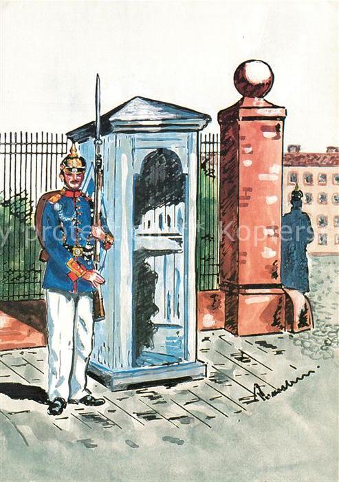 Nuernberg K.B. 14. Infanterie Regiment Hartmann Wachtposten Kuenstlerkarte