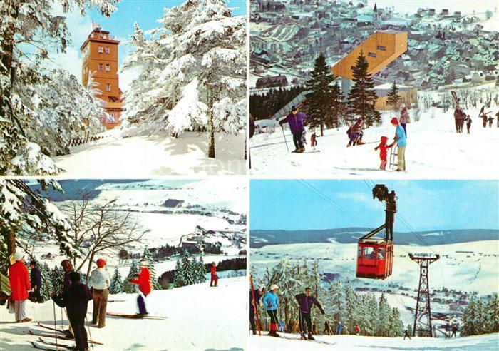 Oberwiesenthal Erzgebirge Wetterwarte Skisprungschanze Skihang Drahtseilbahn zum