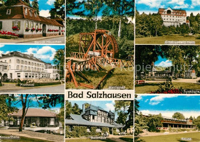 Bad Salzhausen Barockhaeuschen Kurhaus Konzerthalle Wasserrad Badehaus Ernst Lud