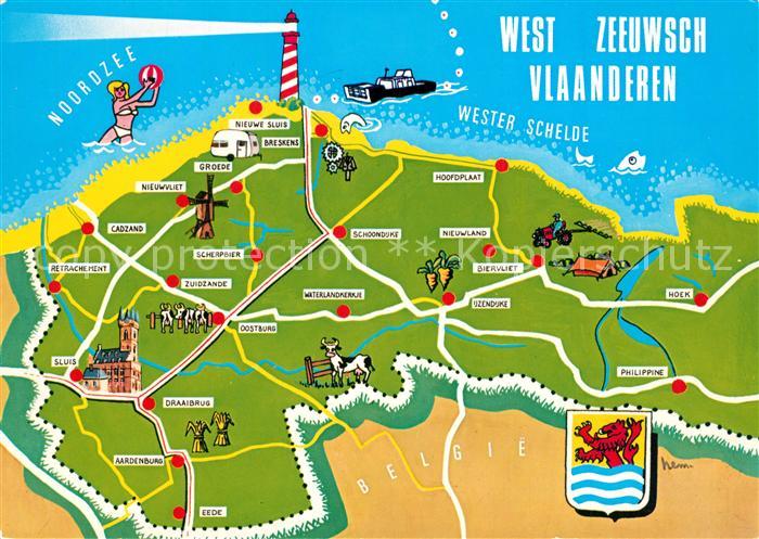 Zeeuws Vlaanderen Landkarte Kueste Wappen