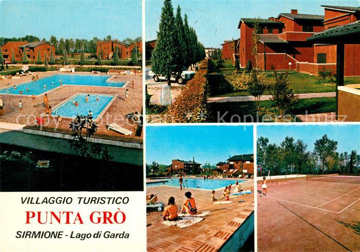 Sirmione Lago di Garda Villaggio Turistico Punta Gro Swimming Pool Tennisplatz