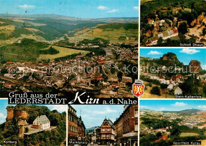 Kirn Nahe Fliegeraufnahme Kyrburg Marktplatz Sportfeld Kyrau Stein-Kallenfels Sc