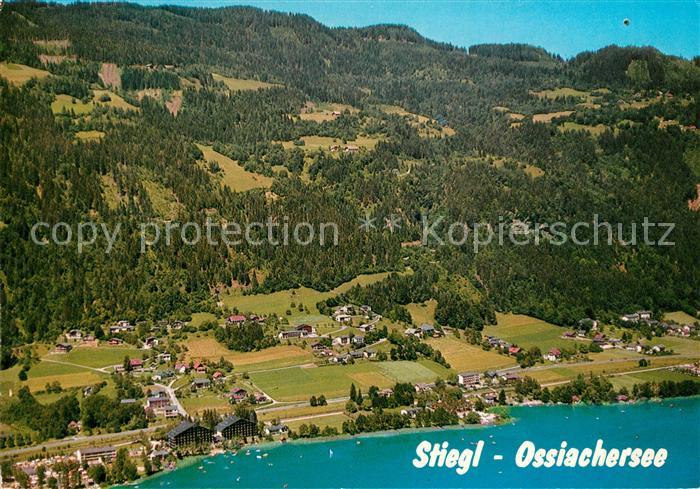 Stiegl Ossiach Fliegeraufnahme mit Ossiachersee bei Steindorf