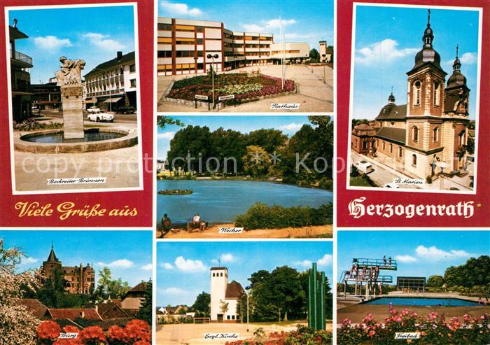 Herzogenrath Bockreiter Brunnen Rathaus Weiher St Marien Burg Ev Kirche Freibad