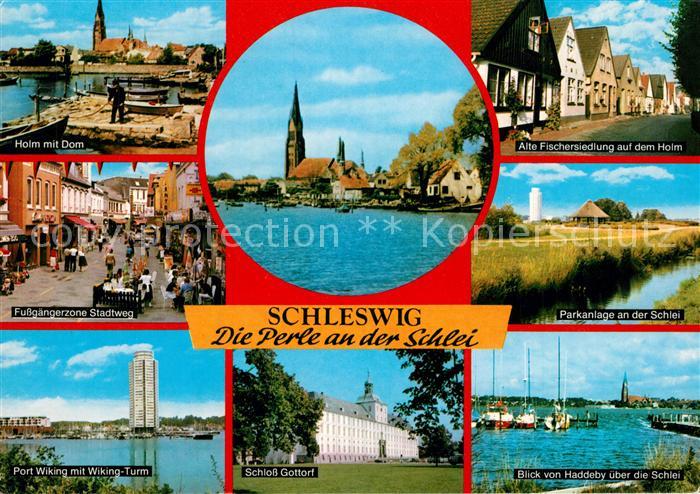 Schleswig Schlei Holm mit Dom Fussgaengerzone Port Wiking mit Wiking Turm Alte F