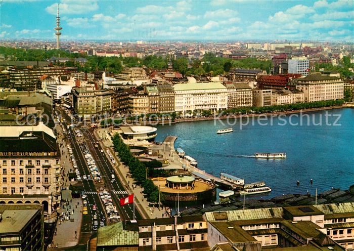 Hamburg Jungfernstieg und Binnenalster Fliegeraufnahme