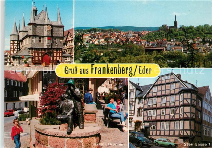 Frankenberg Eder Rathaus Panorama Histor Brunnen Steingasse