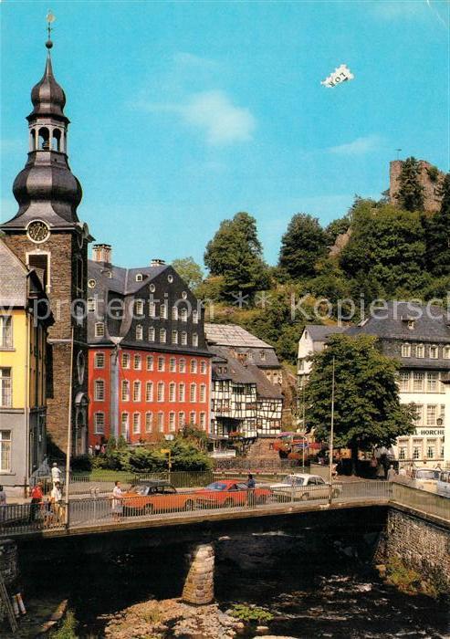 Monschau Partie an der Rur Rotes Haus Burgruine Haller