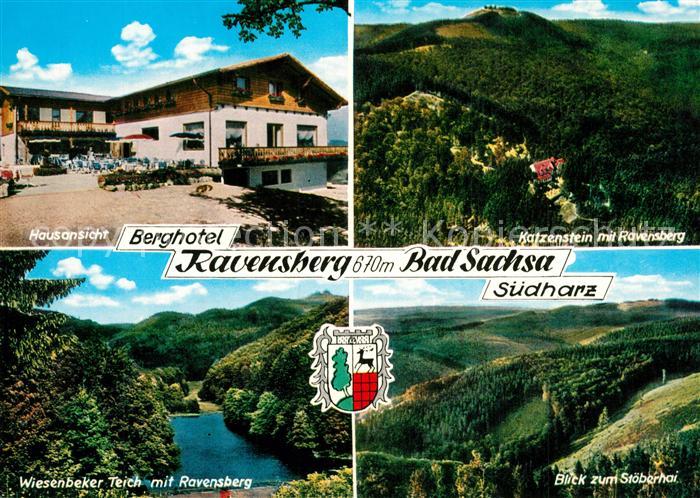 Bad Sachsa Harz Berghotel Ravensberg Hausansicht Katzenstein mit Ravensberg Wies