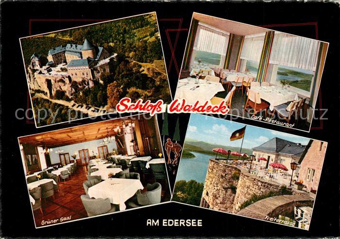 Waldeck Edersee Schloss Waldeck Cafe Restaurant Gruener Saal Freiterrasse