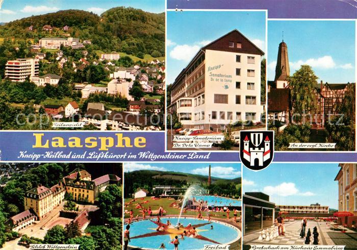 Laasphe Panorama evangelische Kirche Freibad Schloss Wittgenstein