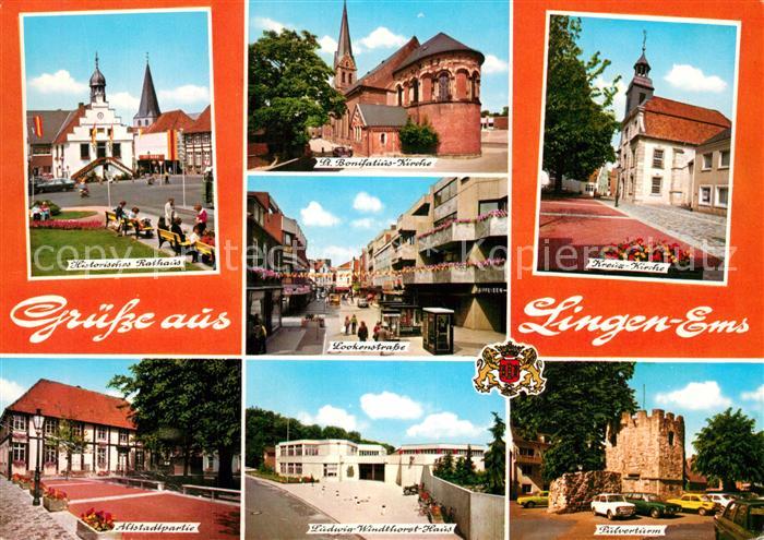 Lingen Ems Rathaus Sankt Bonifatius Kirche Kreuzkirche Pulverturm