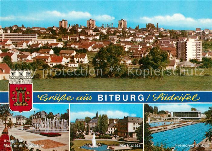 Bitburg Maximinr Waeldchen Marktplatz Freibad Stadtpanorama