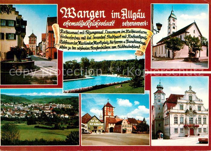 Wangen Allgaeu RAthaus Kirche Brunnen Panorama