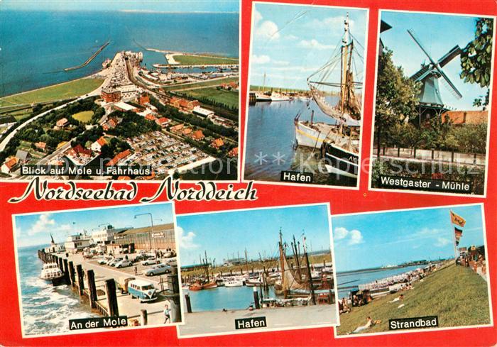 Norddeich Ostfriesland Hafen Fliegeraufnahme Mole Faehrhaus