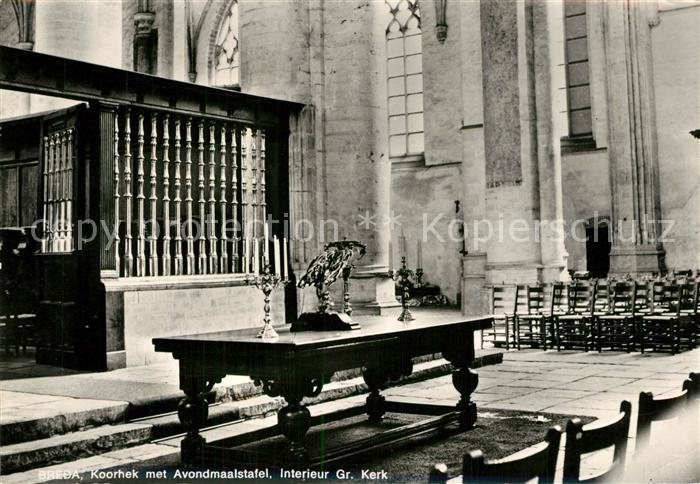 Breda Noord-Brabant Koorhek met Avondmaalstafel Interieur Grote Kerk