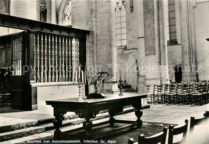 Breda Noord-Brabant Koorhek met Avondmaalstafel Interieur Grote Kerk