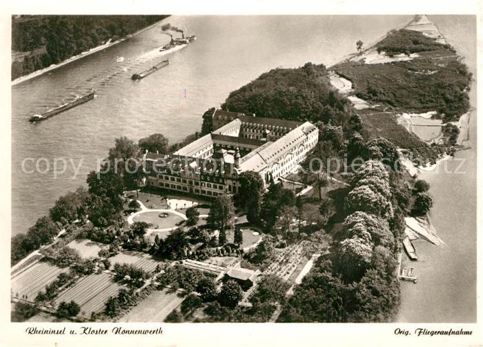 Nonnenwerth Rheininsel Kloster Original Fliegeraufnahme