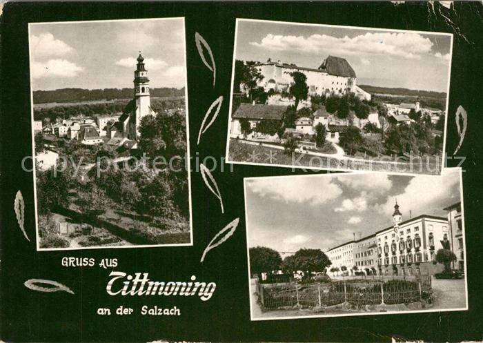 Tittmoning Salzach Ortsmotive mit Kirche und Schloss