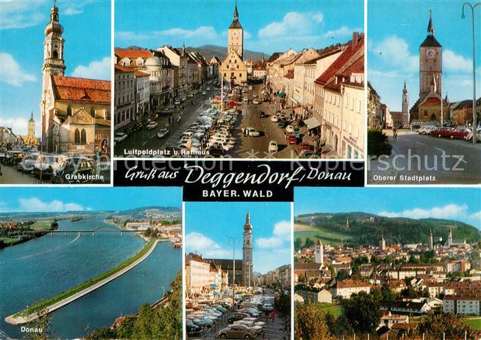 Deggendorf Donau Grabkirche Luitpoldplatz Rathaus Stadtplatz Donau Stadtpanorama