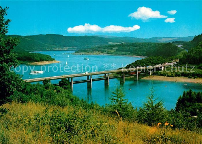 Biggesee Doppelstoeckige Listertalbruecke Landschaftspanorama Stausee