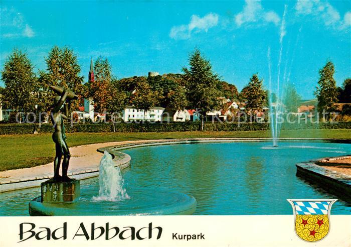Bad Abbach Kurpark Teich Springbrunnen Skulptur Wappen