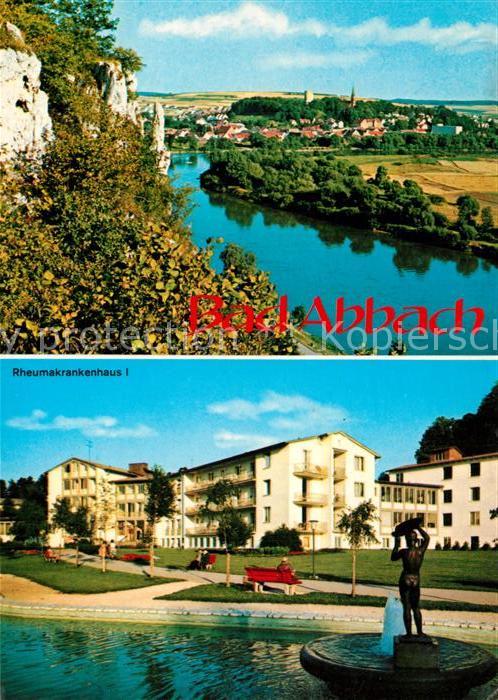 Bad Abbach Panorama Blick ueber die Donau Felsen Krankenhaus
