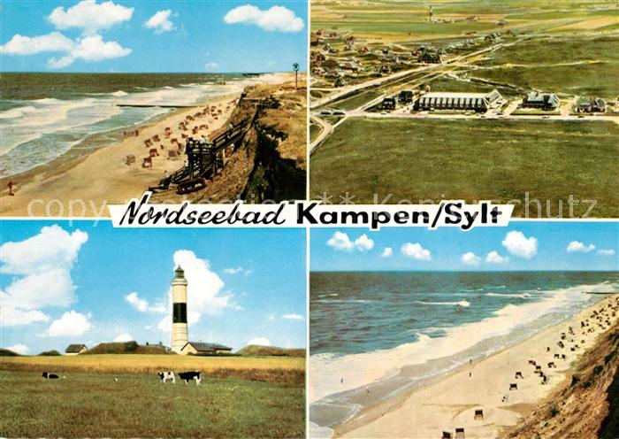 Kampen Sylt Klippen Strand Nordseebad Leuchtturm Fliegeraufnahme