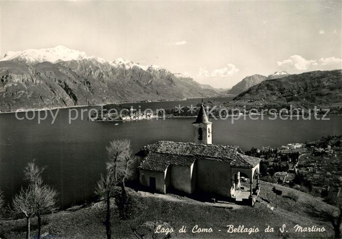 Bellagio Lago di Como Veduta da San Martino Chiesa Comersee Alpenpanorama