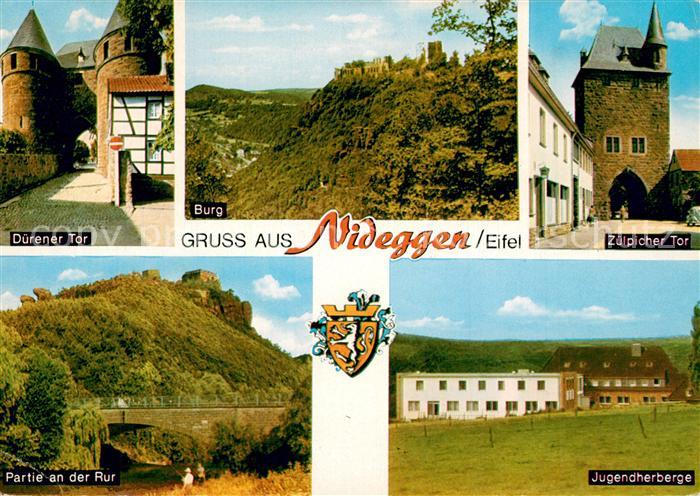 Nideggen Eifel Duerener Tor Burgruine Zuelpicher Tor Jugendherberge Partie an de