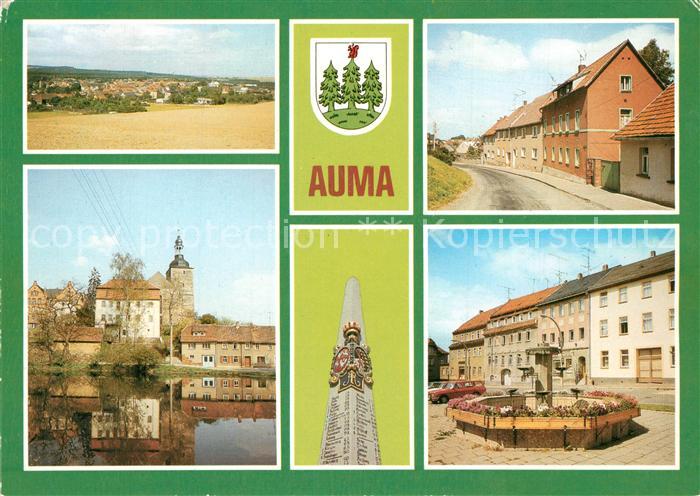 Auma-Weidatal uebersicht Zeulenrodaer Strasse Pfarrteich Postmeilensaeule Markt